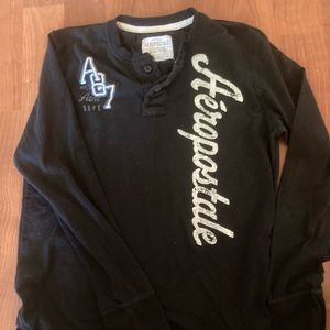 Aeropostale Black Mens Shirt Authentic 1987 Logo Long Sleeve